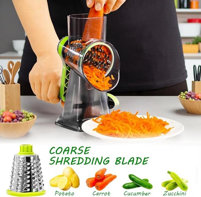 Cheese Grater with Handle, Multifunctional Manual Rotary Cheese Grater - Cheese Shredder Easily Chop Carrots, Potatoes, Vegetables and Fruits and Easy to Clean - Image 3