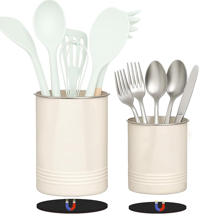 Magnetic RV Utensil Holder - Space-Saving Camper Accessories for RV Kitchen Organization - Strong Magnet Base for Secure Storage, No-Drill Utensil Organizer for Camping & Travel Trailers - 2 Pack