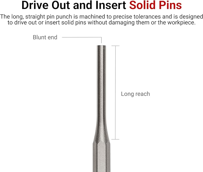 TEKTON 3/16 Inch Pin Punch | 66055 | Made in USA