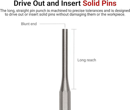 TEKTON 1/8 Inch Pin Punch | 66053 | Made in USA