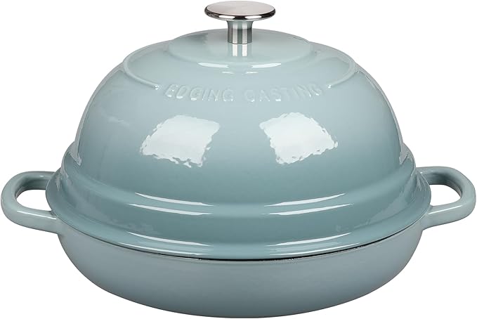 EDGING CASTING Enameled Cast Iron Dutch Oven Pot with Lid, Round Bread Oven for Homemade Sourdough Bread Baking, 6 Quart, Seasalt by EDGINGCOOKWARE