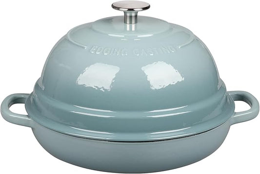 EDGING CASTING Enameled Cast Iron Dutch Oven Pot with Lid, Round Bread Oven for Homemade Sourdough Bread Baking, 6 Quart, Seasalt by EDGINGCOOKWARE