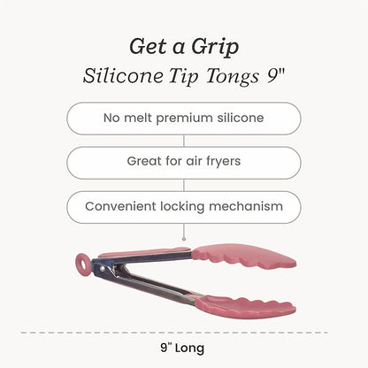 Starpack 'Get a Grip' Silicone Kitchen Tongs for Cooking 9 Inch - BBQ Silicone Tongs for Grill Heat Resistant to 600°F - Stainless Steel Utensils with Non Stick Rubber Tips for Serving Food - Image 4