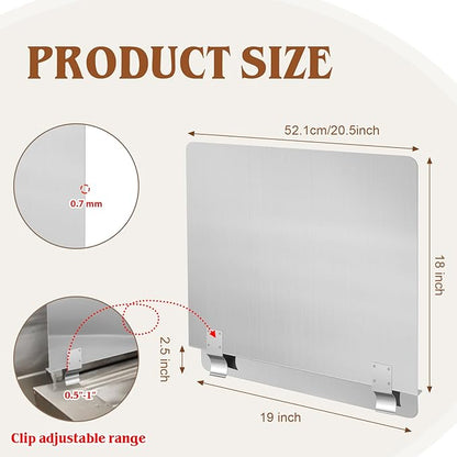 Ferraycle 2 Pack 20-1/2" W x 18" H 304 Stainless Steel Fryer Splash Guard for Stove & Kitchen, Oil Splatter Screen Protection, Heavy Duty Grease Barrier for Frying, Grilling, Easy Clean, Universal Fit - Image 2