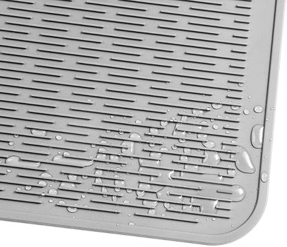 MicoYang Silicone Dish Drying Mat for Multiple Usage,Easy clean,Eco-friendly,Heat-resistant Silicone Mat for Kitchen Counter or Sink,Refrigerator or Drawer Liner Grey XL 18 inches x 16 inches - Image 9