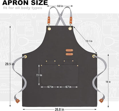 BeLuyi chef apron bib tool apron for man woman cross back straps with 4 pockets for kitchen cooking gardening baking working - Image 2