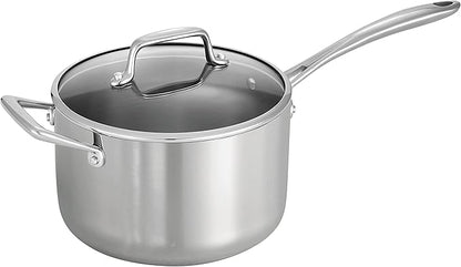 Tramontina Tri-Ply Clad Stainless Steel 4-Quart Sauce Pan with Glass Lid, Induction-Ready, Dishwasher-Safe, NSF-Certified by Tramontina