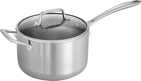 Tramontina Tri-Ply Clad Stainless Steel 4-Quart Sauce Pan with Glass Lid, Induction-Ready, Dishwasher-Safe, NSF-Certified by Tramontina