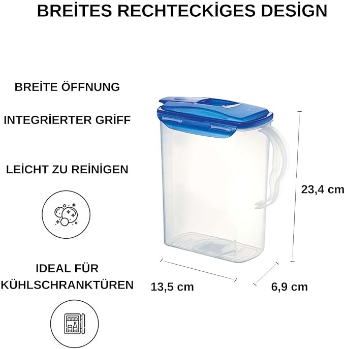 Lock & Lock Fridge Door Water Jug with Flip Top Lid 70.55-oz / 8.5-cup - Image 2