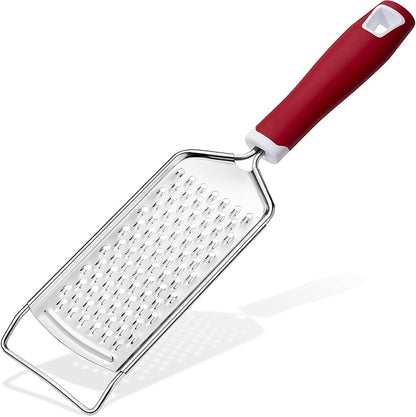 Rainspire Professional Cheese Graters for Kitchen Stainless Steel Handheld, Metal Lemon Zester Grater With Handle For Cheese, Chocolate, Spices, Kitchen Gadgets Tools, Soft Grip Handle (Red) by Rainspire