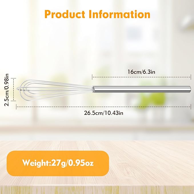 2 PCS Mini Whisk, Small Whisks for Cooking, Stainless Steel Mini Whisk Set - Essential Tiny Wire Whisk for Whisking, Beating, Blending Eggs & Sauces - Image 2