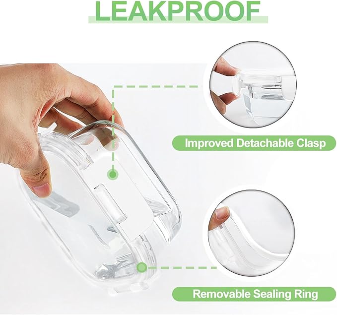 HOMBERKING Glass Food Storage Containers with Lids, [18 Piece] Meal Prep Containers, Airtight Lunch Bento Boxes (9 lids & 9 Containers) - White - Image 4