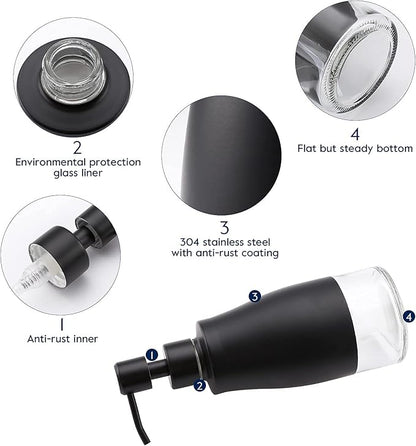 Gaussra Black Soap Dispenser with Coasterand Stickers, Refillable Liquid Stainless Steel Soap Dispenser for Kitchen Sink, Bathroom Countertop (11OZ / 320ML) - Image 6