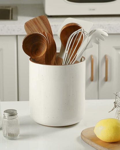 getstar Large Utensil Holder for Kitchen Counter,7.2" Vintage Ceramic Utensils Crocks Utensil Organizer for Spatula Farmhouse Kitchen Decor - Image 5