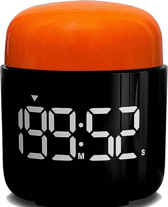 Table Twist Timer, Large LED Display Stopwatch, Silent & Loud Alarm, 199 Minute Countdown & Up, Vintage Night Light, for Kitchen Cooking Meeting Teacher Classroom Office Yoga Fitness Games (Orange)