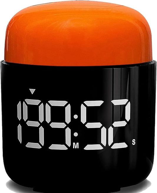 Table Twist Timer, Large LED Display Stopwatch, Silent & Loud Alarm, 199 Minute Countdown & Up, Vintage Night Light, for Kitchen Cooking Meeting Teacher Classroom Office Yoga Fitness Games (Orange)