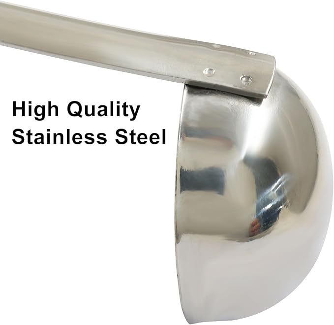 Hitefu 3 Pcs Stainless Steel Soup Ladle Set with Pouring Rim & Long Hooked Handles for Cooking, Serving Soup, Sauce, Stews (3 oz)