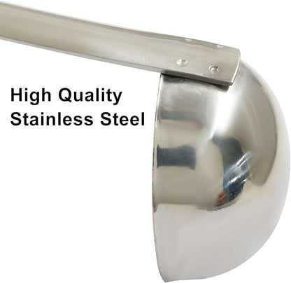 Hitefu 3 Pcs Stainless Steel Soup Ladle Set with Pouring Rim & Long Hooked Handles for Cooking, Serving Soup, Sauce, Stews (2 oz)