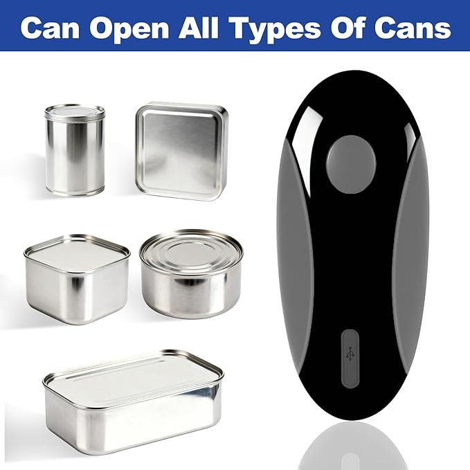 Rechargeable Electric Can Opener for Seniors with Arthritis, Handsfree Automatic Can Opener Electric with Smooth Edge, Magnet Lid Lifter, Fits Almost Can Sizes, Can Opener for Kitchen (Black & Grey) - Image 2