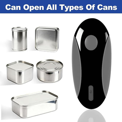 Rechargeable Electric Can Opener for Seniors with Arthritis, Handsfree Automatic Can Opener Electric with Smooth Edge, Magnet Lid Lifter, Fits Almost Can Sizes, Can Opener for Kitchen (Black & Grey) - Image 2