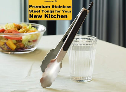 HINMAY Stainless Steel Kitchen Tongs 9-Inch Cooking Tongs, Set of 3 - Image 6