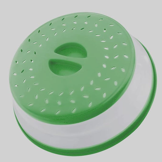 Collapsible Microwave Splatter Cover, Microwave Plate Cover With Steam Vent，BPA-Free Silicone & Plastic (Blackish green, 10.5IN)