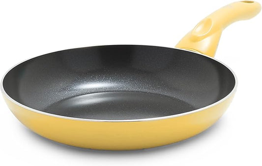 GreenLife Essentials 8" Frying Pan Skillet, PFAS-Free Ceramic Nonstick, Induction Ready Cookware, Dishwasher Safe, Yellow