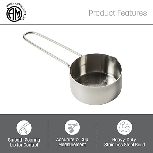 American METALCRAFT, Inc. 1/3 Stainless Steel Measuring Cup, Silver - Image 3