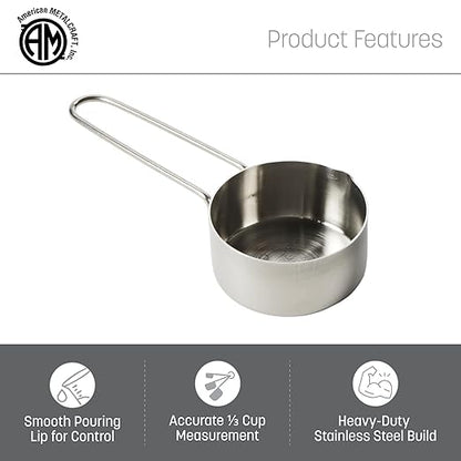 American METALCRAFT, Inc. 1/3 Stainless Steel Measuring Cup, Silver - Image 3