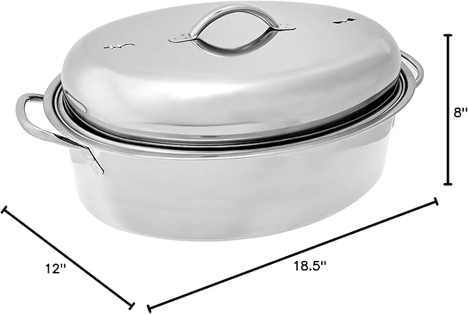 Fox Run Oval Roaster Set, Stainless Steel, 10-Quart