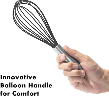 OYV 10-Inch Black Silicone Whisk, Heat Resistant 480°F Kitchen Whisk with Stainless Steel Ergonomic Handle, Non-Scratch for Nonstick Cookware, Dishwasher Safe, Perfect for Blending, Cooking & Beating - Image 3