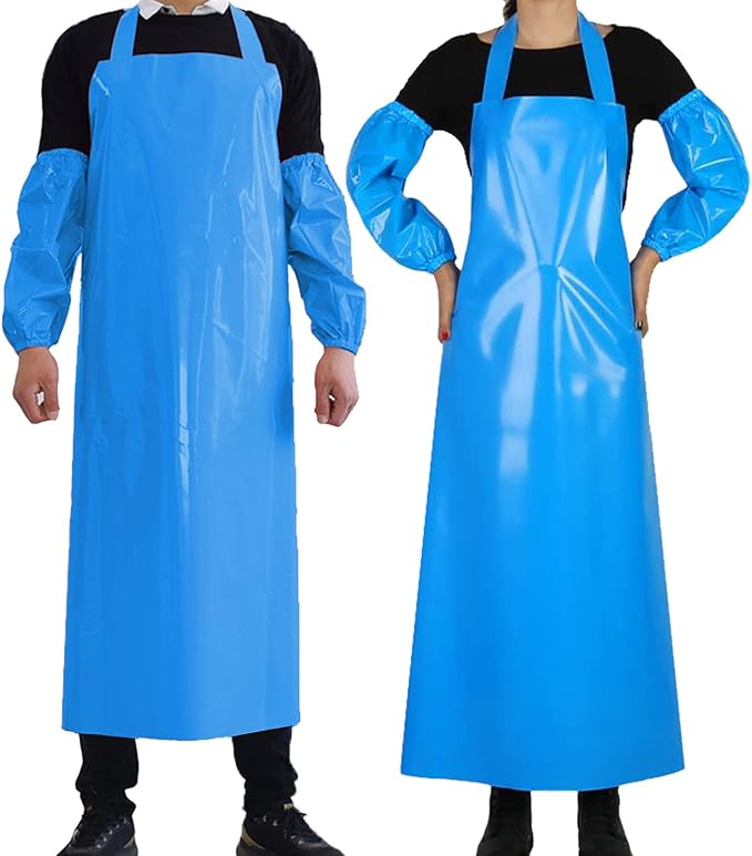 ELEBOX Waterproof Oil Proof Bib Apron Utility Apron Chemical Resistant Apron with Sleeve Work Apron Ultra Lightweight by ELEBOX