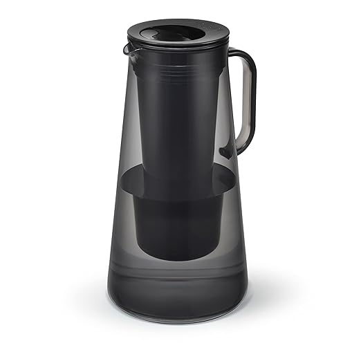 LifeStraw Home – Water Filter Pitcher, 7-Cup, Obsidian, BPA Free Designed for Everyday Protection Against Bacteria, parasites, microplastics, Lead, Mercury, PFAS, and a Variety of Chemicals by LifeStraw
