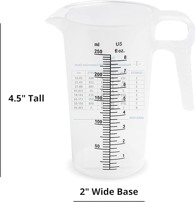 8oz 1 Cup Measure Pitcher with Convenient Conversion Chart– Food Grade - Great for Cooking, Home Hobbies, Aquariums, Pet Additives, Medical and Lab Chemicals with High Chemical Resistance by Turnah - Image 9