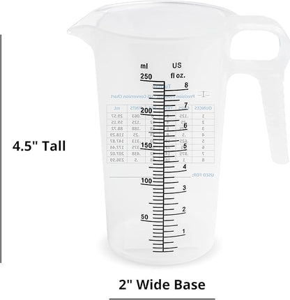 8oz 1 Cup Measure Pitcher with Convenient Conversion Chart– Food Grade - Great for Cooking, Home Hobbies, Aquariums, Pet Additives, Medical and Lab Chemicals with High Chemical Resistance by Turnah - Image 9
