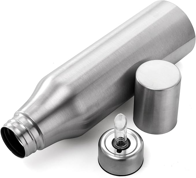 Foraineam 2 Pieces Olive Oil Dispenser Bottle 30 oz (900ml) Stainless Steel Leakproof Kitchen Oil Bottles - Image 2