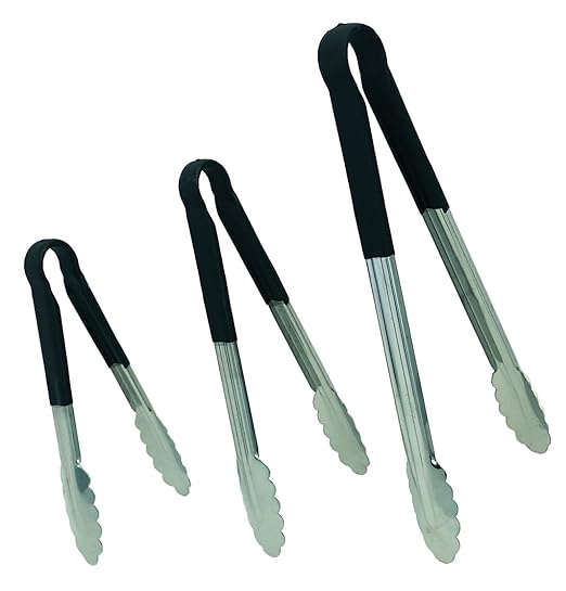 Update International TOPP-12 Stainless Steel Black Spring Tongs 12", PVC Which Does Not Include DEHP (di-Ethyl Hexyl Phthalate) - Image 2