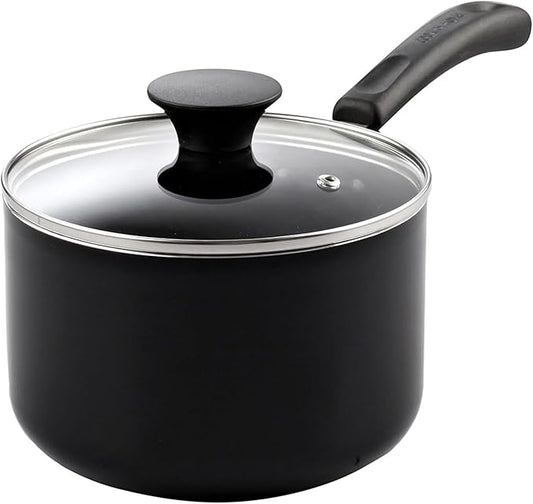 Cook N Home Nonstick Sauce Pan with Glass Lid 2-Qt, Multi-purpose Pot Saucepan Kitchenware, Black, Aluminum by CookNHome