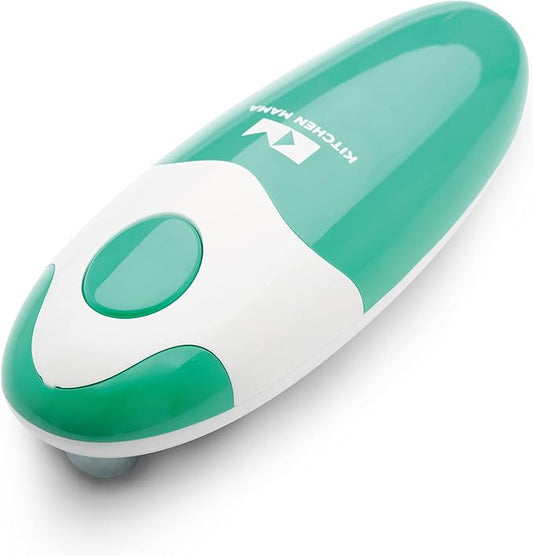 Kitchen Mama Auto Electric Can Opener: Open Your Cans with A Simple Press of Button - Automatic, Hands Free, Smooth Edge, Food-Safe, Battery Operated, YES YOU CAN (Teal) by KitchenMama