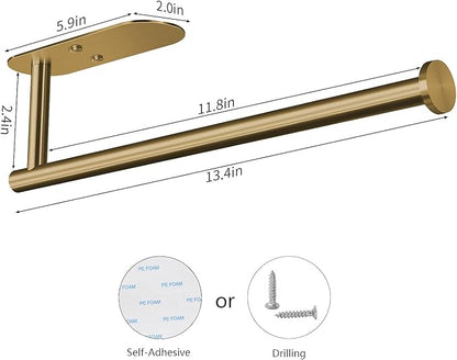 VAEHOLD Adhesive Paper Towel Holder Under Cabinet Wall Mount for Kitchen Paper Towel, Paper Towel Roll Holder Stick to Wall, Stainless Steel (Gold) - Image 5