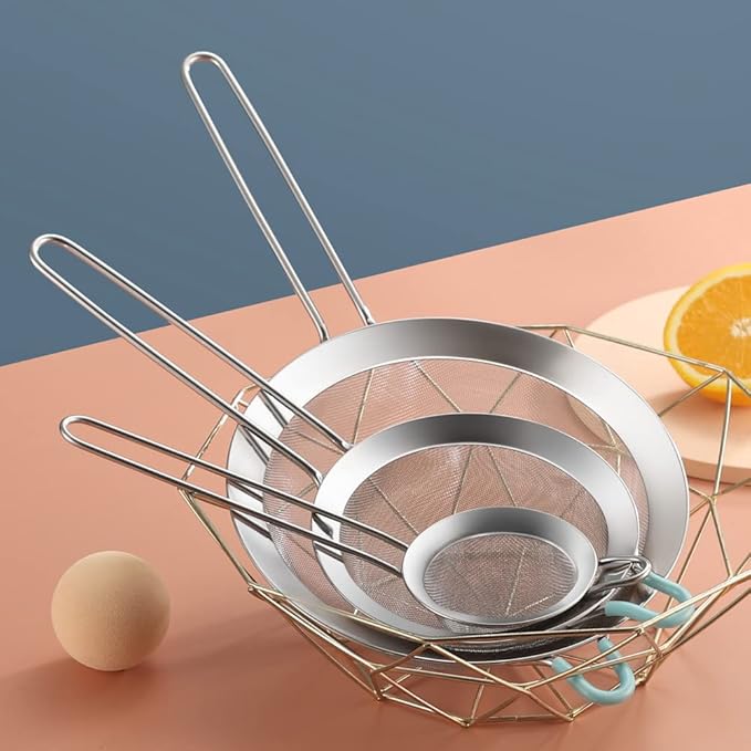 304 Stainless Steel 5.51 inch Fine Mesh Strainers for Kitchen, Colander-Skimmer with Handle, Sieve Sifters for Food, Tea, Rice, Oil, Noodles, Fruits, Vegetable 5.5 inch - Image 7
