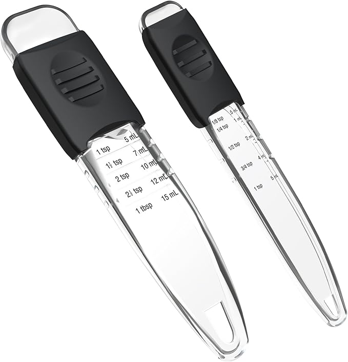 Professional Adjustable Measuring Spoons Set of 2#2258, Fits in Spice Jars, Teaspoon Measuring Spoons 9 in 1 for Dry and Liquid, BPA- free & Dishwasher Safe by ReneeChefmeetsyourkitchenneeds
