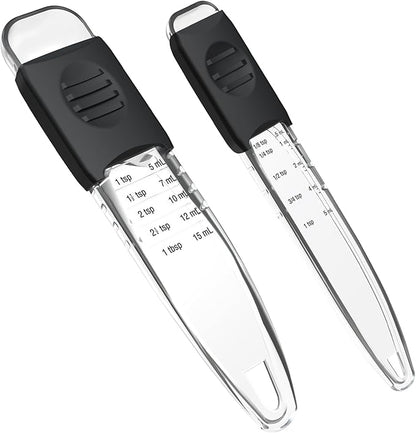 Professional Adjustable Measuring Spoons Set of 2#2258, Fits in Spice Jars, Teaspoon Measuring Spoons 9 in 1 for Dry and Liquid, BPA- free & Dishwasher Safe by ReneeChefmeetsyourkitchenneeds