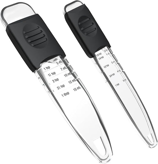 Professional Adjustable Measuring Spoons Set of 2#2258, Fits in Spice Jars, Teaspoon Measuring Spoons 9 in 1 for Dry and Liquid, BPA- free & Dishwasher Safe by ReneeChefmeetsyourkitchenneeds