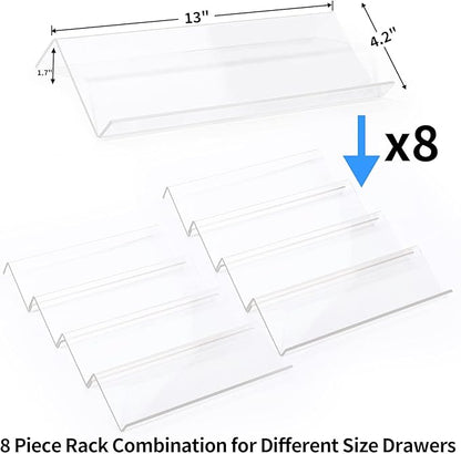 MIUKAA Clear Acrylic Spice Drawer Organizer, 4 Tier- 2 Set Expandable From 13" to 26" Drawer Seasoning Organizer, Kitchen Spice Rack Tray for Drawer/Countertop (Jars not included) - Image 4