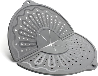 Silicone Splatter Screen For 10, 11 and 12 Inch Frying Pan, Foldable Splash Guard, Multi-Use Grease Splatter Guard/Trivet Mat, 12" Non-Stick Oil Splatter Guard, Dishwasher Safe, BPA Free, Gray by BIGOWL