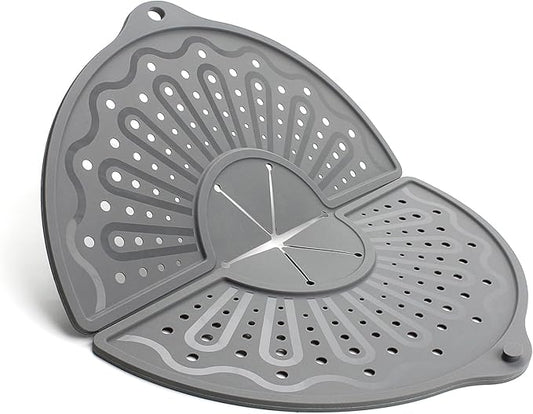 Silicone Splatter Screen For 10, 11 and 12 Inch Frying Pan, Foldable Splash Guard, Multi-Use Grease Splatter Guard/Trivet Mat, 12" Non-Stick Oil Splatter Guard, Dishwasher Safe, BPA Free, Gray by BIGOWL