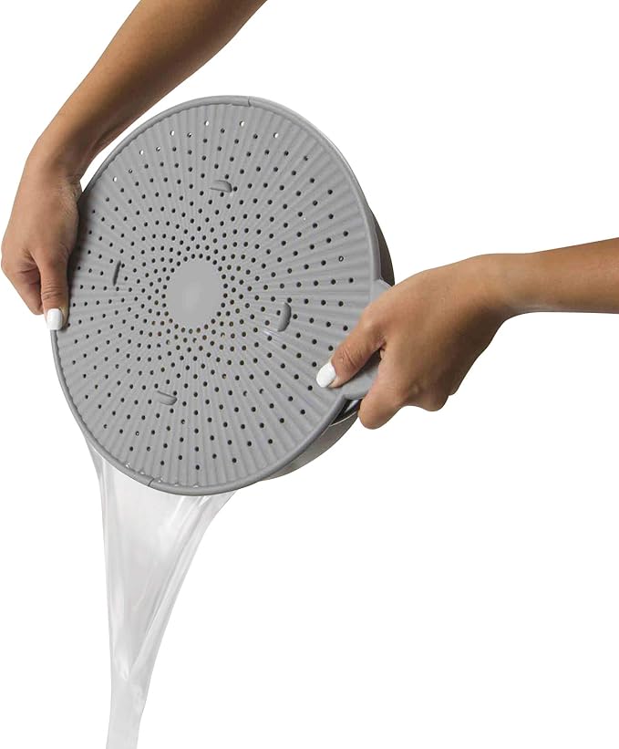 Silicone Splatter Screen, Multi-Use Kitchen Tool, Protect Stovetop and Counters, 3-in-1 Silicone Kitchen Trivet, Splatter Screen, and Colander Lid, Gray - Image 5