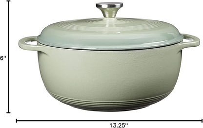 Lodge Essential Enamel Cast Iron Dutch Oven - Perfect for Bread Baking, Braising, Marinating & Slow Cooking - Features Moisture-Sealing Lid & Dual Handles - Kitchen Essentials - 6 Quarts - Desert Sage - Image 9