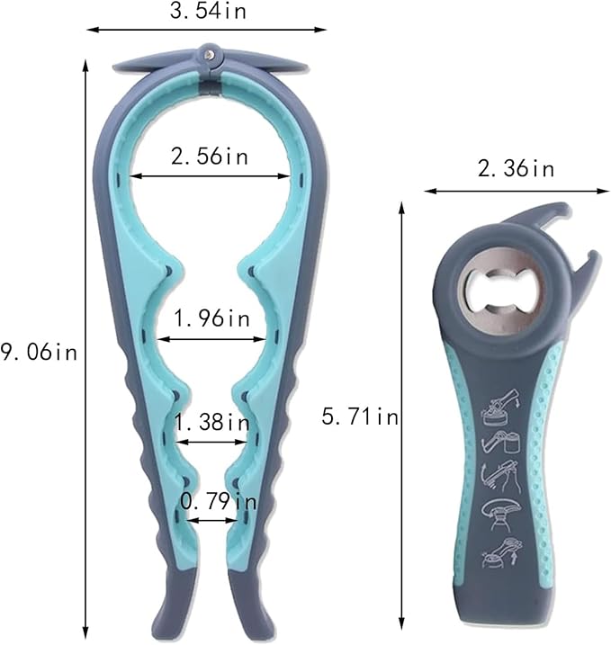 Bottle Opener for Arthritic Hand,Jar Opener for Old People, Children, Women, Those with Weak Hands,Multifunctional Kitchen Gadgets (04-Blue) - Image 2
